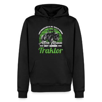 Unterschätze niemals einen alten Mann mit einem Tr - Männer Premium Bio Hoodie - Schwarz - Vorne - Nico (187cm)