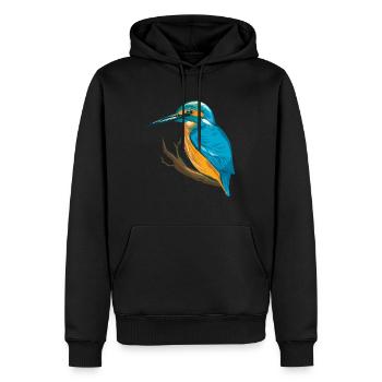 Oiseau bleu Kingfisher - Sweat à capuche Premium bio Homme - noir - Devant - Nico (187cm)