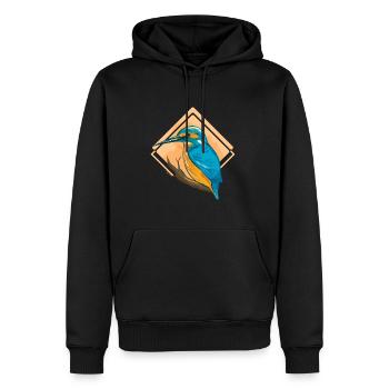Oiseau bleu Kingfisher - Sweat à capuche Premium bio Homme - noir - Devant - Nico (187cm)