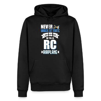 Never underestimate an old men with an RC Airplane - Männer Premium Bio Hoodie - Schwarz - Vorne - Nico (187cm)