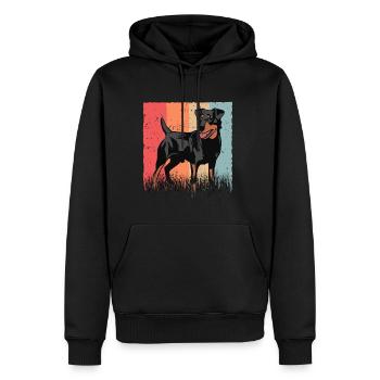 Cadeau rétro vintage allemand Jagdterrier - Sweat à capuche Premium bio Homme - noir - Devant - Nico (187cm)