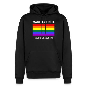 Make America Gay Again LGBT Flag  - Sweat à capuche Premium bio Homme - noir - Devant - Nico (187cm)