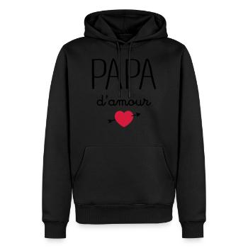 Papa D'Amour - Sweat à capuche Premium bio Homme - noir - Devant - Nico (187cm)