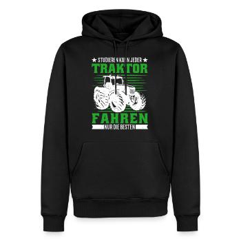 Studieren kann jeder Traktor fahren nur die besten - Männer Premium Bio Hoodie - Schwarz - Vorne - Nico (187cm)