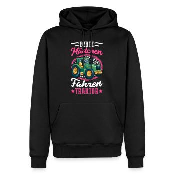 Echte Mädchen fahren Traktor Landwirt Trecker - Männer Premium Bio Hoodie - Schwarz - Vorne - Nico (187cm)