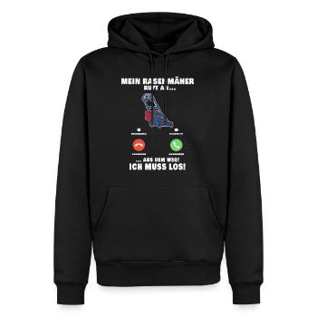 Rasenmäher Telefonanruf Gärtner Gartenarbeit - Männer Premium Bio Hoodie - Schwarz - Vorne - Nico (187cm)