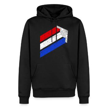 B-2 Bomber USA Contrails Rot Wei� Blau Stealth B2 - Männer Premium Bio Hoodie - Schwarz - Vorne - Nico (187cm)