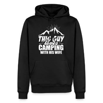 Dieser Typ liebt Camping mit seiner Frau - Männer Premium Bio Hoodie - Schwarz - Vorne - Nico (187cm)