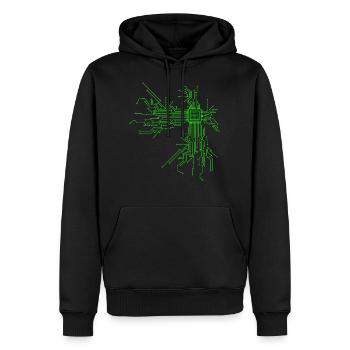 Cpu Computer Nerd Informatiker Programmierer" - Männer Premium Bio Hoodie - Schwarz - Vorne - Nico (187cm)