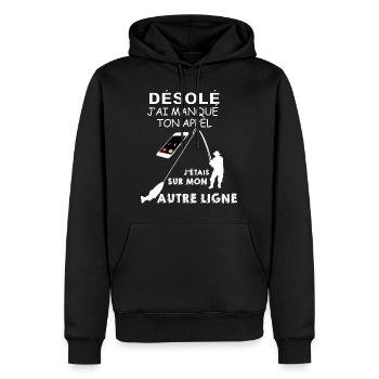 Pêcheur en ligne - Sweat à capuche Premium bio Homme - noir - Devant - Nico (187cm)