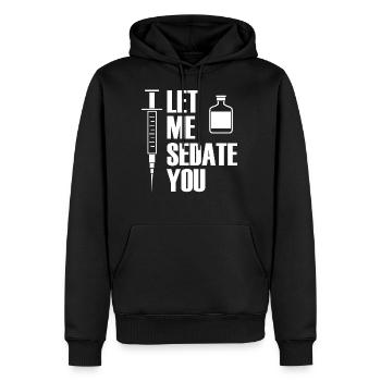Witziger Spruch Sanitäter Rettungsdienst - Männer Premium Bio Hoodie - Schwarz - Vorne - Nico (187cm)