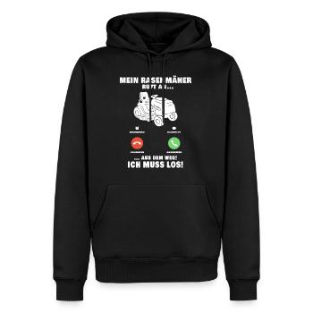 Rasenmäher Telefonanruf Gärtner Gartenarbeit - Männer Premium Bio Hoodie - Schwarz - Vorne - Nico (187cm)
