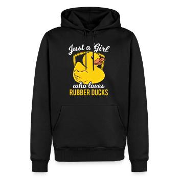 Canard en caoutchouc Juste une fille qui aime les canards en caoutchouc - Sweat à capuche Premium bio Homme - noir - Devant - Nico (187cm)
