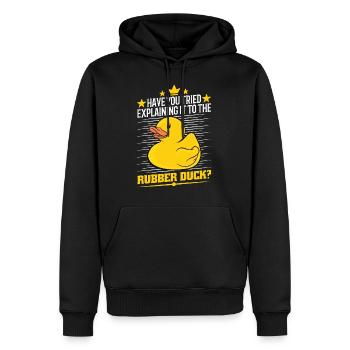 Developer Programmer Programming Duck - Men’s Premium Organic Hoodie - black - Front - Nico (187cm)