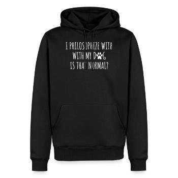 Philosophie philosophe propriétaire de chien - Sweat à capuche Premium bio Homme - noir - Devant - Nico (187cm)