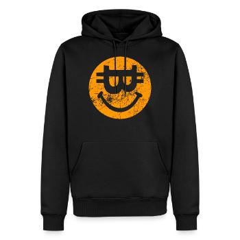 Bitcoin Smile Blockchain Motto - Men’s Premium Organic Hoodie - black - Front - Nico (187cm)