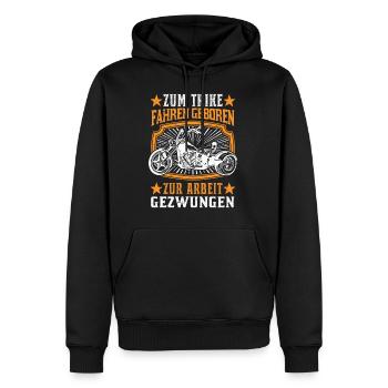Zum Trike fahren geboren Zur Arbeit gezwungen - Männer Premium Bio Hoodie - Schwarz - Vorne - Nico (187cm)
