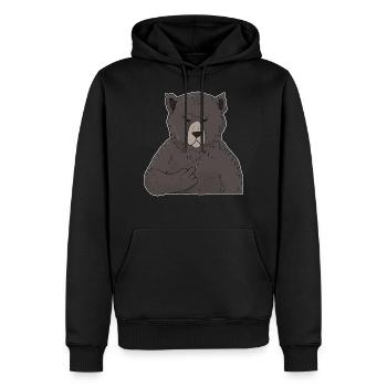 Ours brun grincheux avec un majeur - Sweat à capuche Premium bio Homme - noir - Devant - Nico (187cm)