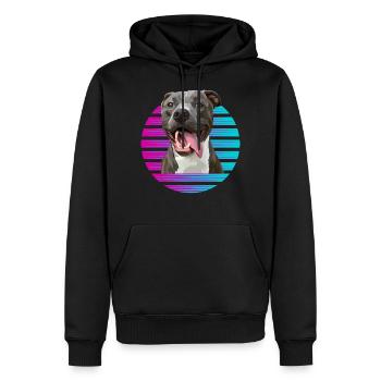 Rétro Pitbull Pitbull Pitbull chien - Sweat à capuche Premium bio Homme - noir - Devant - Nico (187cm)