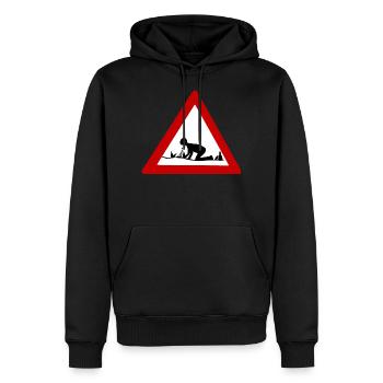 Attention Vomi fête des pères Alcool - Sweat à capuche Premium bio Homme - noir - Devant - Nico (187cm)