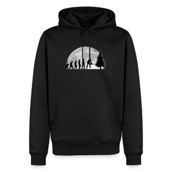 Bûcheron Evolution Lune Bûcheron forestier - Sweat à capuche Premium bio Homme - noir - Devant - Nico (187cm)