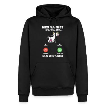Mes vaches m'appellent Les vaches Bovins - Männer Premium Bio Hoodie - Schwarz - Vorne - Nico (187cm)