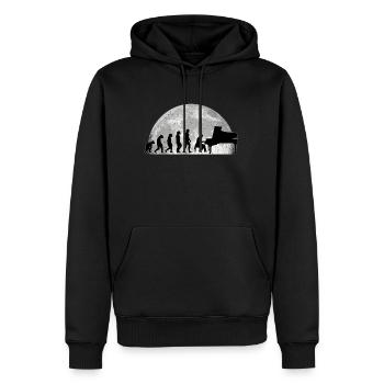 Pianist Evolution Mond Piano Klavier Geschenk - Männer Premium Bio Hoodie - Schwarz - Vorne - Nico (187cm)