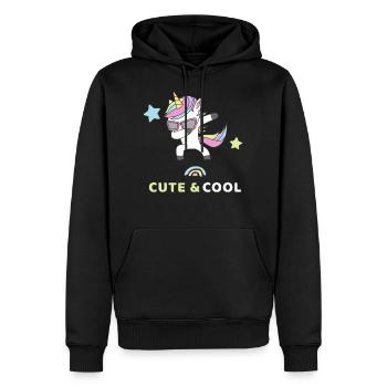 Dabbing Einhorn - Niedlich & Cool - Männer Premium Bio Hoodie - Schwarz - Vorne - Nico (187cm)