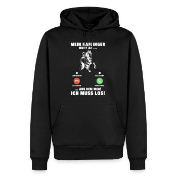 Haflinger Pferd Telefon Reiterin Pferdemädchen - Männer Premium Bio Hoodie - Schwarz - Vorne - Nico (187cm)