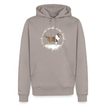 Langhaar Collie Rough Sheltie Shetland Sheepdog - Männer Premium Bio Hoodie - Taupe - Vorne - Nico (187cm)