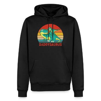 Dinosaurier Daddysaurus Papasaurus Geschenk - Männer Premium Bio Hoodie - Schwarz - Vorne - Nico (187cm)