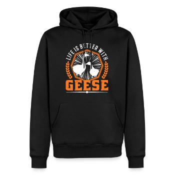 Life is better with Geese Gänse Gans Gänsezüchter - Männer Premium Bio Hoodie - Schwarz - Vorne - Nico (187cm)