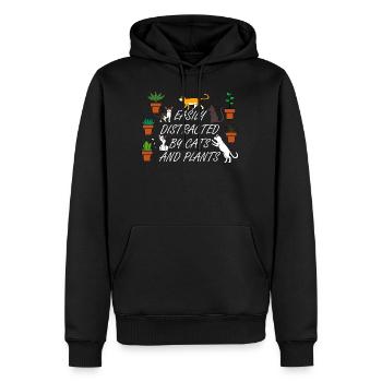 Abgelenkt durch Katzen und Gärtnern Gartenarbeit - Männer Premium Bio Hoodie - Schwarz - Vorne - Nico (187cm)