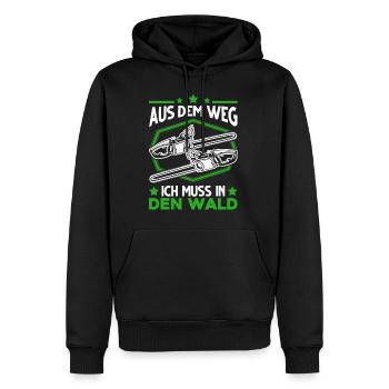 Aus den Weg Ich muss in den Wald Baumfäller - Männer Premium Bio Hoodie - Schwarz - Vorne - Nico (187cm)