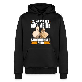 Zuhause ist wo meine Seidenhühner sind Seidenhuhn - Männer Premium Bio Hoodie - Schwarz - Vorne - Nico (187cm)