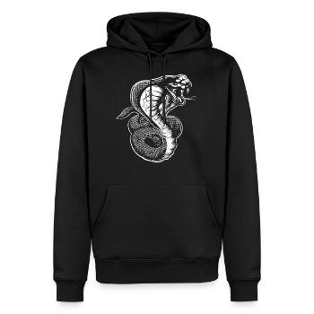 Kobra - Männer Premium Bio Hoodie - Schwarz - Vorne - Nico (187cm)