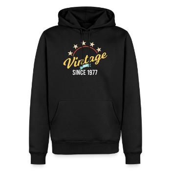 Vintage 1977 Birthday Year of birth Retro seashell - Men’s Premium Organic Hoodie - black - Front - Nico (187cm)