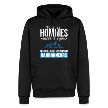 randonneur les meilleurs hommes rando marche - Sweat à capuche Premium bio Homme - noir - Devant - Nico (187cm)