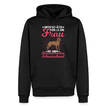 Hannoverscher Schweißhund Frau Jagdhund - Männer Premium Bio Hoodie - Schwarz - Vorne - Nico (187cm)