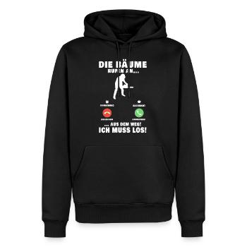 Die Bäume rufen an Baumfäller Förster Forstwirt - Männer Premium Bio Hoodie - Schwarz - Vorne - Nico (187cm)