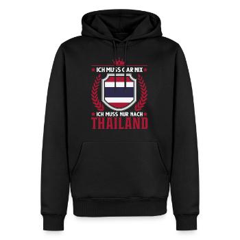 Ich muss gar nix Ich muss nur nach Thailand Urlaub - Männer Premium Bio Hoodie - Schwarz - Vorne - Nico (187cm)