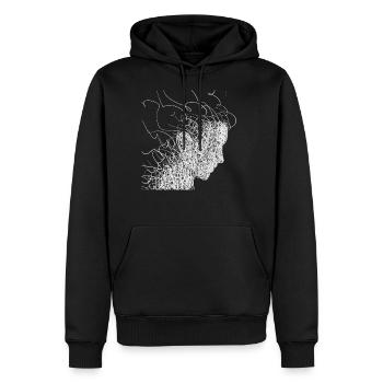 griffonnage du visage féminin - Sweat à capuche Premium bio Homme - noir - Devant - Nico (187cm)