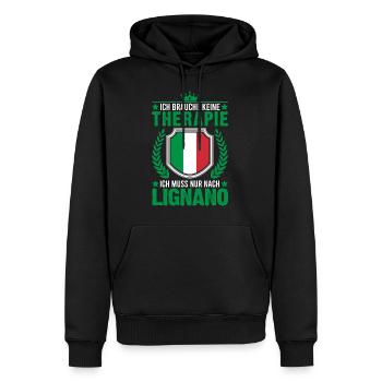 Lignano Therapie Italien Urlaub Reise - Männer Premium Bio Hoodie - Schwarz - Vorne - Nico (187cm)