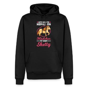 Shetland Pony Mädchen Shetty Mädel Reiterin - Männer Premium Bio Hoodie - Schwarz - Vorne - Nico (187cm)