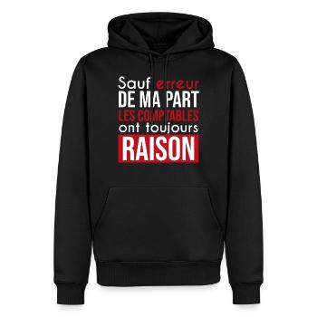 comptable toujours raison | compatibilité | métier - Sweat à capuche Premium bio Homme - noir - Devant - Nico (187cm)