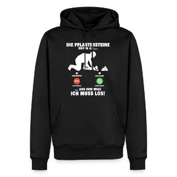 Die Pflastersteine rufen Pflasterer Anruf - Männer Premium Bio Hoodie - Schwarz - Vorne - Nico (187cm)
