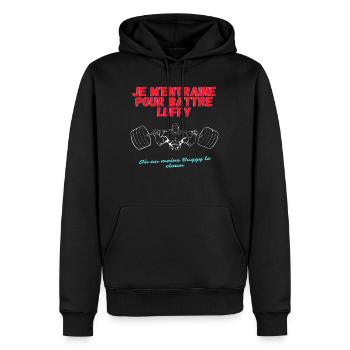 Je m'entraine pour battre Luffy ou au moins Buggy - Sweat à capuche Premium bio Homme - noir - Devant - Nico (187cm)