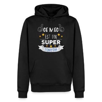 t-shirt super tonton Idée cadeau oncle - Sweat à capuche Premium bio Homme - noir - Devant - Nico (187cm)