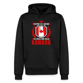 Ich muss gar nix Ich muss nur nach Kanada Toronto - Männer Premium Bio Hoodie - Schwarz - Vorne - Nico (187cm)