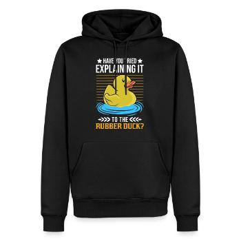 Have You Tried Explaining It To The Rubber Duck - Men’s Premium Organic Hoodie - black - Front - Nico (187cm)